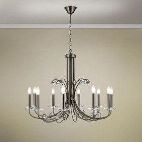 Candelabru stil clasic cu cristal K9 ARIANE 10L nickel inchis