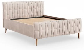 Pat tapițat FLORA, 160x200 cm, bej, fără saltea