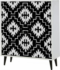 Comoda Swan, alb/negru, PAL melaminat, 95x36x111 cm