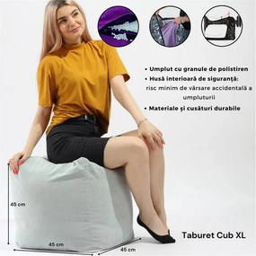 Taburet Cub XL Pufrelax, Material Impermeabil - Alb
