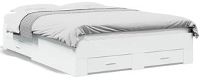 3280391 vidaXL Cadru de pat cu sertare, alb, 120x200 cm, lemn prelucrat