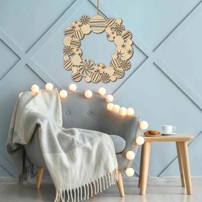 SENTOP | Decor de lemn de Crăciun pe perete | Coroană de flori