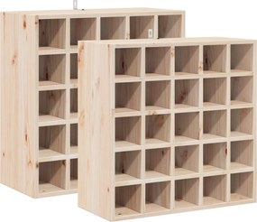 vidaXL Raft pentru vin 2 pcs natural 56 x 25 x 56 cm Lemn de pin masiv