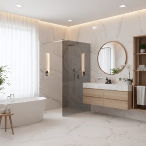 Paravan de dus fumuriu Rea Flexi Grey 80 cm crom