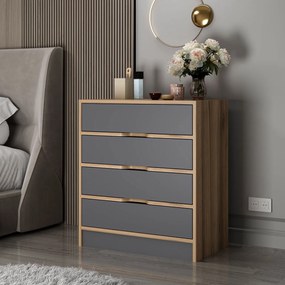 Dulap, Hanah Home, Elina, 70x40x79 cm, Nuc / Antracit