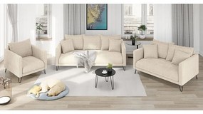 Fotoliu crem cu tapițerie din chenille Freya – Ropez