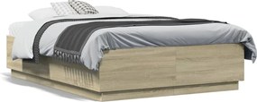 vidaXL Cadru de pat, stejar sonoma, 135x190 cm, lemn prelucrat