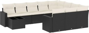 vidaXL Set canapele de grădină cu perne, 11 piese, negru, poliratan