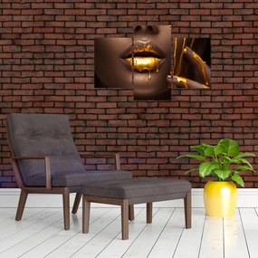 Tablou - Femeie cu buze aurii (90x60 cm)