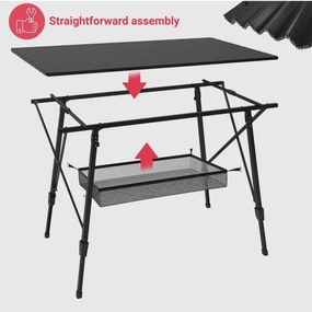 MIADOMODO Masă de camping pliabilă, 90 x 45 x 53 cm