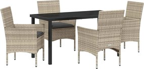 vidaXL Set de masă pentru grădină cu pernă 5 pcs Gri deschis poliratan