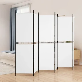 350222 vidaXL Paravan cameră cu 6 panouri, alb, 300 x 180 cm, textil