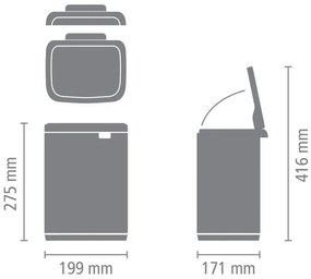 Cos pentru gunoi Brabantia Bo Small 1006622, 4 L, Deschidere lina si silentioasa, Bază antiderapantă, Negru