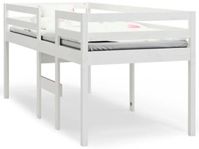 821615 vidaXL Pat înalt de dormitor, alb, 90x200 cm, lemn masiv de pin
