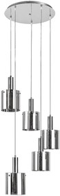 Lustra cu 5 Pendule design modern Donati crom/fumuriu