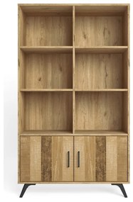 Bibliotecă roșu/ cu aspect de lemn de stejar 92x160 cm Nordic – Marckeric