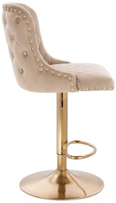 HR940W Scaun Latte din Catifea cu Bază Aurie
