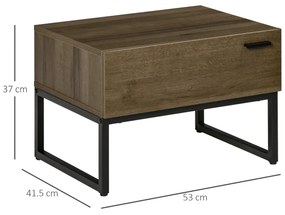 HOMCOM Noptiera Moderna Stil industrial cu Sertar Masuta de Sufragerie din Lemn Otel, 53x41,5x37cm, Sertar din Otel Gri