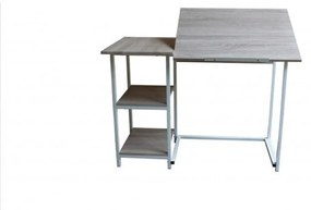 Birou pentru copii Novokids™ Study desk, Cadru metalic, Cu 3 polite incluse, Dimensiuni 110x55x75 cm, Pentru carti si caiete, Natur