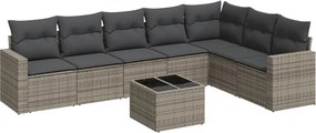 vidaXL Set canapele de grădină cu perne, 8 piese, gri, poliratan
