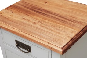 Noptiera, L46 36 H70 cm, alb antichizat natur, lemn masiv