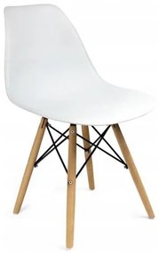 Scaun stil scandinav, plastic, metal, lemn, alb, 46x52x81 cm, Eva