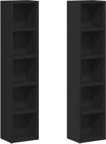 vidaXL Dulapuri CD-uri, 2 buc., negru, 21 x 16 x 93,5 cm, PAL