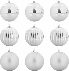 vidaXL Set de Globuri de Crăciun XL 9 pcs Argintiu Plastic