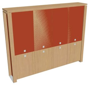 Dulap înalt Verno+ S 260 x 46 x 210 cm, uși combinate, stejar deschis / portocaliu