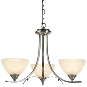Candelabru cu 3 brate design clasic Belle argintiu/alabastru