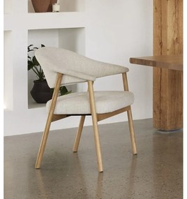 Set de scaune de sufragerie crem cu cotiere 2 buc. din lemn de stejar Elk – Unique Furniture