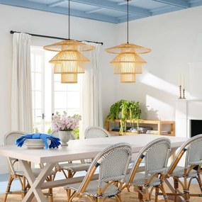 Lustră pe cablu Immax 08255L PINCHOS 1xE27/40W/230V d. 50 cm bambus