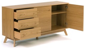 Comodă în culoare naturală joasă cu aspect de lemn de stejar 149x75 cm Kensal – Woodman