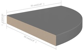 Rafturi colt perete, 2 buc., gri extralucios, 35x35x3,8 cm, MDF 2, gri foarte lucios, 35 x 35 x 3.8 cm