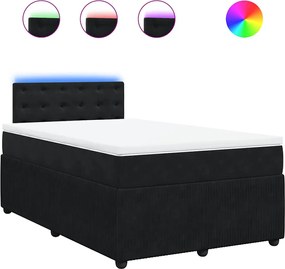 vidaXL Pat box spring cu saltea, negru, 120x190 cm, catifea