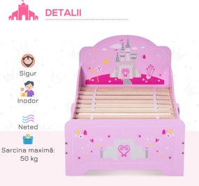 HOMCOM Pat Copii Design Sigur cu Margini Rotunjite și Sine Laterale, 3-6 Ani, 143x73x60cm | Aosom Romania