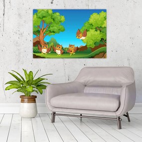 Tablou - Bufnițe vesele (90x60 cm)