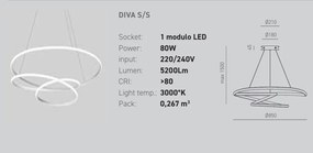 Lustra LED design modern Diva 85cm, auriu, alb sau titan