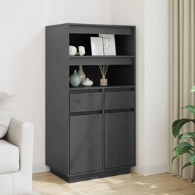 vidaXL Dulap înalt, gri, 60x40x116,5 cm, lemn masiv de pin