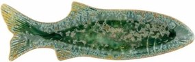 Platou de servire în formă de pește din ceramică, L42×H3,5×W13 cm, verde, „Hadden"