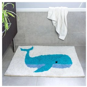 Covoraș de baie alb/albastru 52,5x83 cm Whale – Rex London