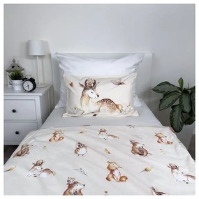 Lenjerie de pat pentru copii bej din bumbac pentru pătuț 100x135 cm Animals "Woodland" – Jerry Fabrics