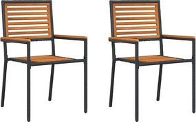vidaXL Scaune de grădină stivuibile 2 pcs Maro și negru