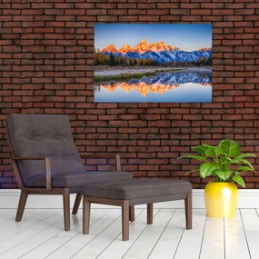 Tablou cu vârfuri de munți înzăpezăți (90x60 cm)