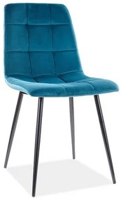 Scaun de bucaterie Mila Velvet, turcoaz/negru