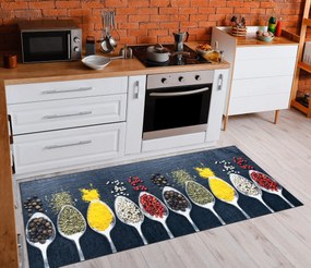 ANDRE 42760 covor lavabil linguri, condimente bucatarie, anti-alunecare - gri / verde