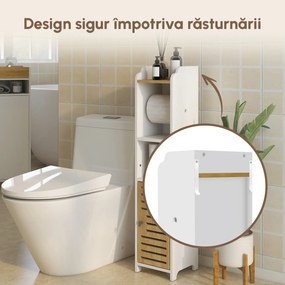 kleankin Suport pentru Hartie Igienica, Dulap de Depozitare pentru Baie cu Suport pentru Role de Hartie Igienica | Aosom Romania