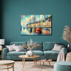 Tablou bărci în portul colorat