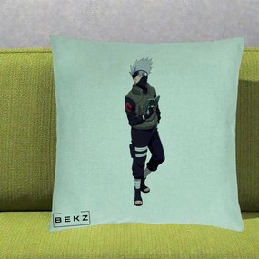 Perna Personalizata Naruto Kakashi Hatake Portret Complet, 40x40 cm, Verde Menta, Husa Detasabila, Perna Inclusa, BEKZ®