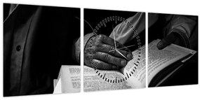 Tablou - Carte (cu ceas) (90x30 cm)